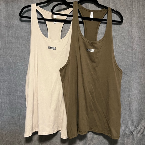 Other - Rise Store Men’s Muscle Tanks - Cream and Green (2 for 1)